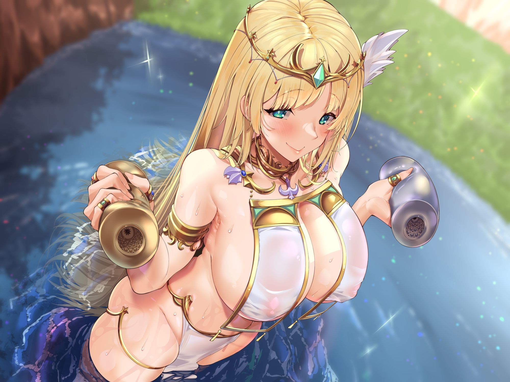 d_597451│お池のオナホ女神様 〜オナホを池に落としたら女神様が出てきて正直者の俺にご褒美くれた話〜││巨乳